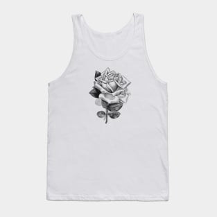 Rose Flower Black and White Illustration Tank Top